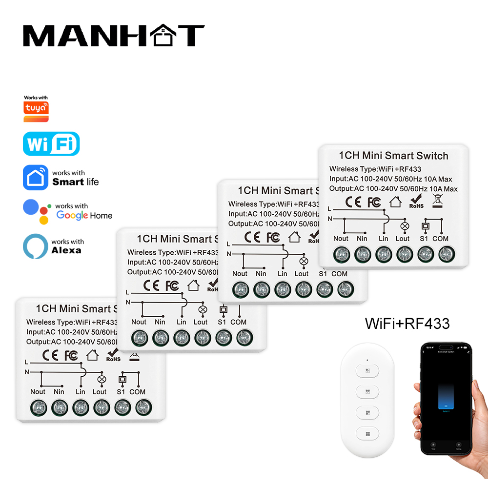 Smart Home Miniature - 10A 미니 WIFI 스마트 스위치 RF433Mhz
