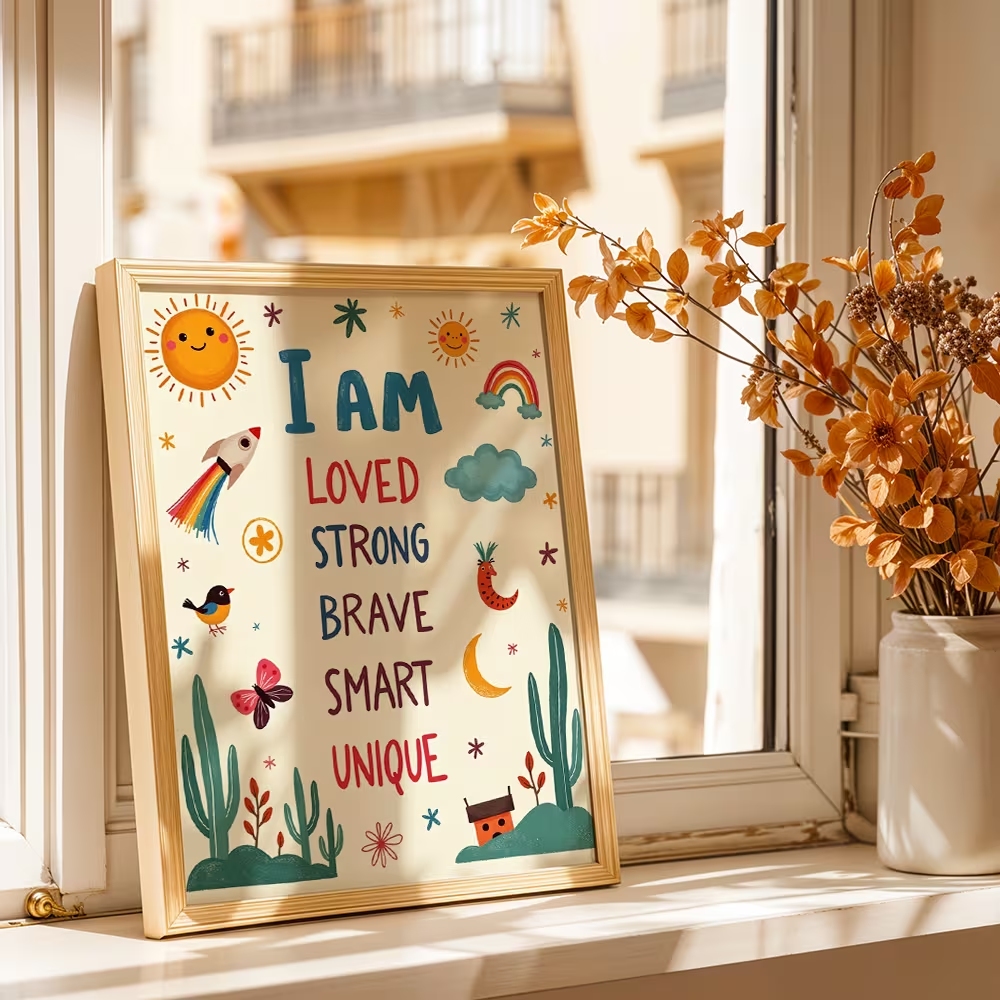 다채로운 색상의 나는 사랑받는 사람이다, 강하고 용기  - Smart Home Poster 리뷰 및 가격