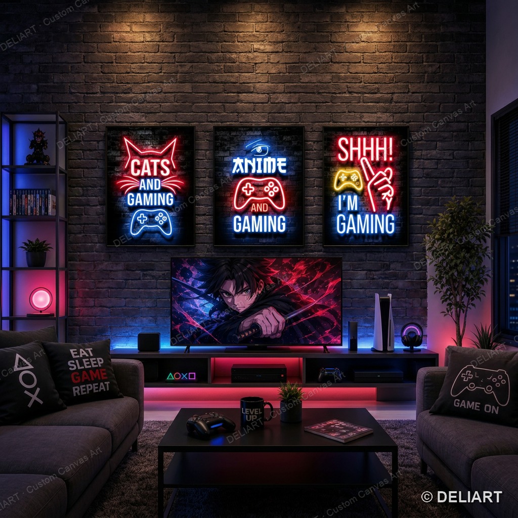 1 & 3 PCS 네온 게임 명언 캔버스 포스터 게임  - Smart Home Poster 리뷰 및 가격