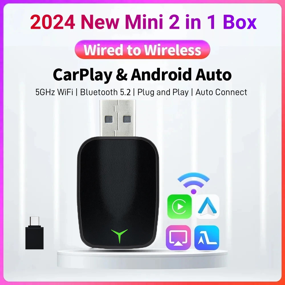 새로운 유선 무선 Carplay 안드로이드 2 In 1 - Smart Home Wiz 리뷰 및 가격