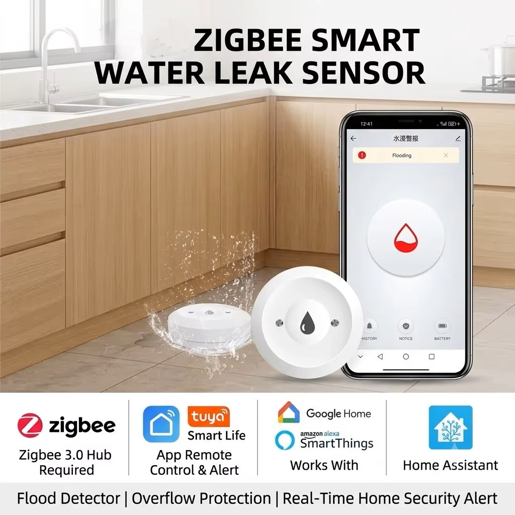 ZigBee 3.0 스마트 누수 센서 무선 침수 감지기 - Smart Home Apple 리뷰 및 가격